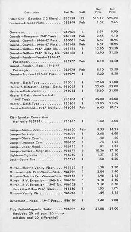 1947 Chevrolet Accessories Booklet Page 6